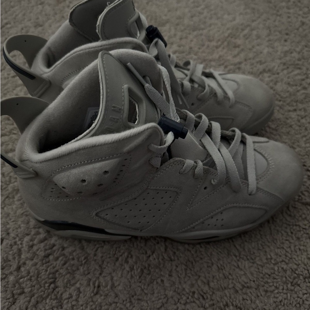 George Town Jordan 6 High-Top Sneakers in Light Gray and Navy Accents